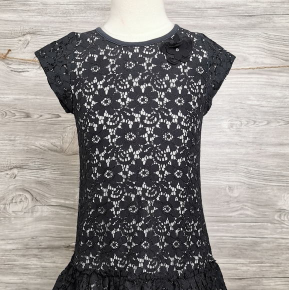 6 YEARS DEUX PAR DEUX, Black & White, Floral Lace Fitted Dress VGUC - Picture 8 of 8